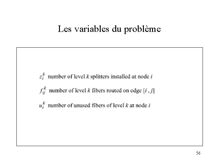 Les variables du problème 56 