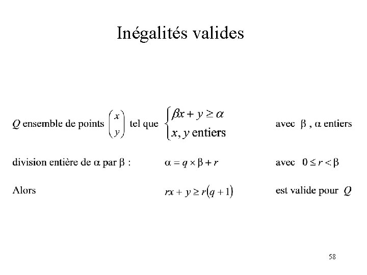 Inégalités valides 58 