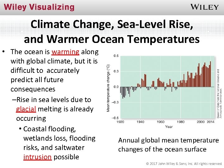 Climate Change, Sea-Level Rise, and Warmer Ocean Temperatures • The ocean is warming along