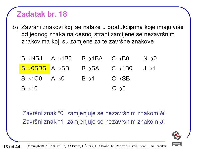 Zadatak br. 18 b) Završni znakovi koji se nalaze u produkcijama koje imaju više