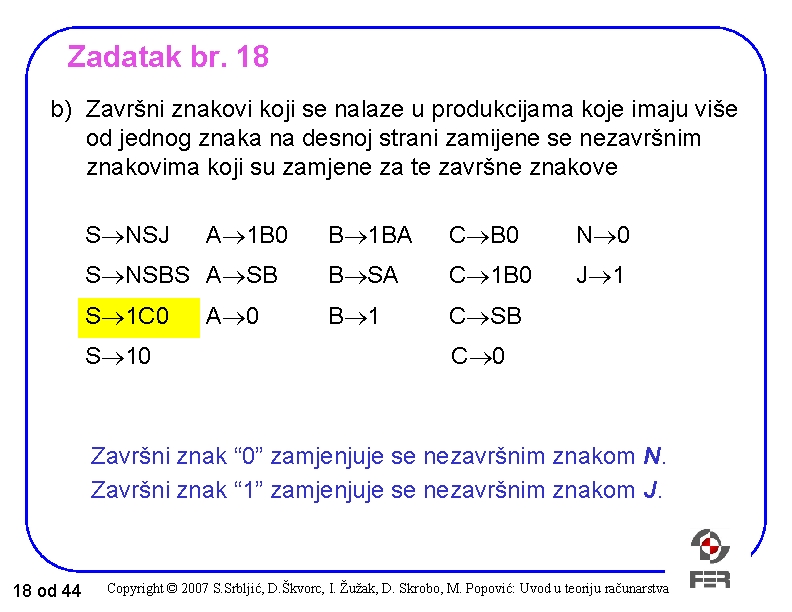 Zadatak br. 18 b) Završni znakovi koji se nalaze u produkcijama koje imaju više