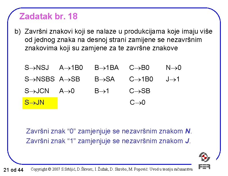 Zadatak br. 18 b) Završni znakovi koji se nalaze u produkcijama koje imaju više