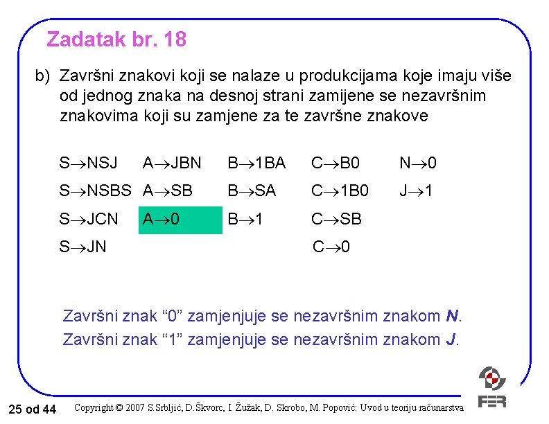 Zadatak br. 18 b) Završni znakovi koji se nalaze u produkcijama koje imaju više