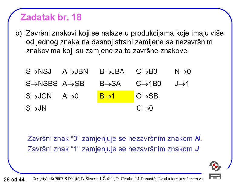 Zadatak br. 18 b) Završni znakovi koji se nalaze u produkcijama koje imaju više