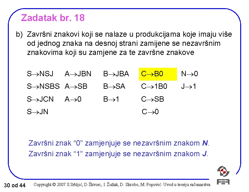 Zadatak br. 18 b) Završni znakovi koji se nalaze u produkcijama koje imaju više