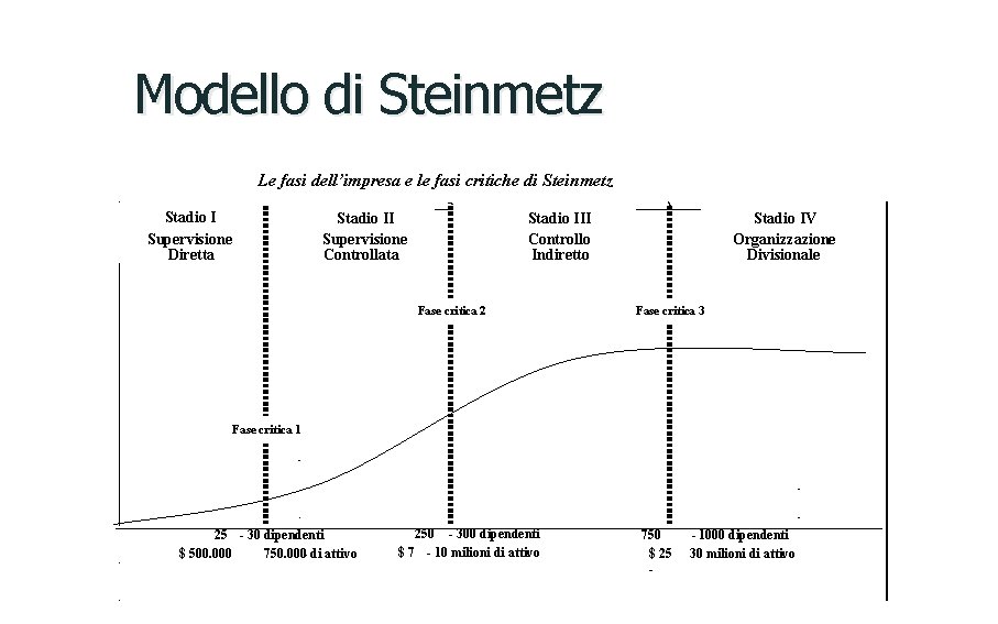Modello di Steinmetz Le fasi dell’impresa e le fasi critiche di Steinmetz Stadio I