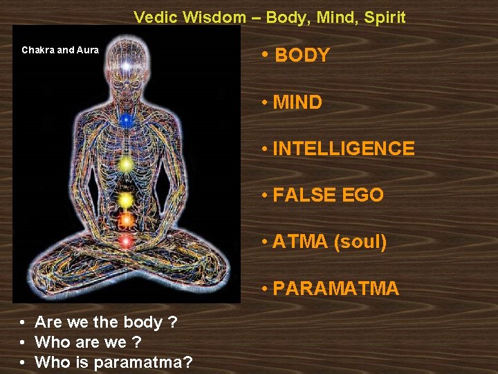 Vedic Wisdom – Body, Mind, Spirit Chakra and Aura • BODY • MIND •