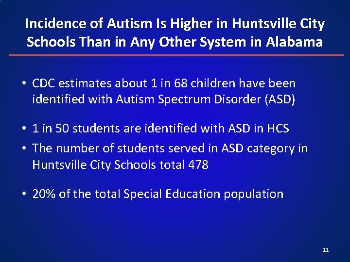 Incidence of Autism Is Higher in Huntsville City Schools Than in Any Other System