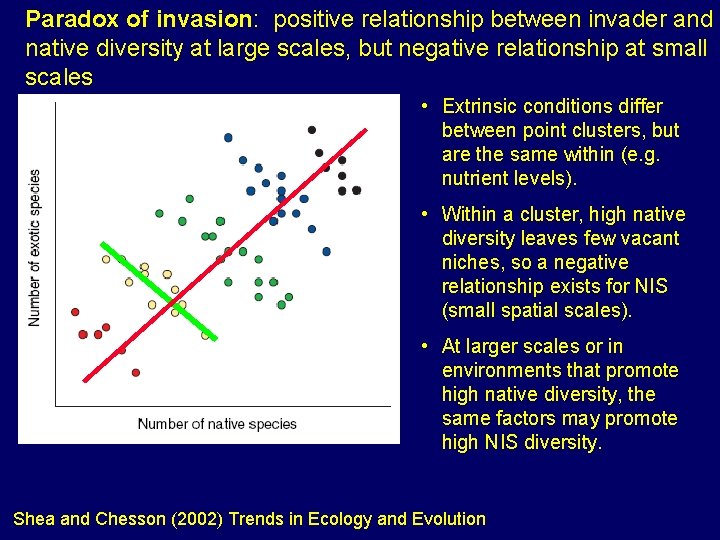 Paradox of invasion: positive relationship between invader and native diversity at large scales, but