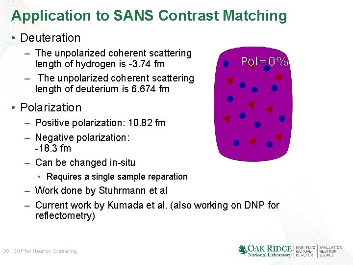 Application to SANS Contrast Matching • Deuteration – The unpolarized coherent scattering length of Application to SANS Contrast Matching • Deuteration – The unpolarized coherent scattering length of