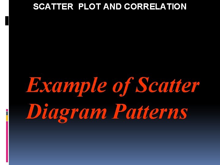 SCATTER PLOT AND CORRELATION Example of Scatter Diagram Patterns 