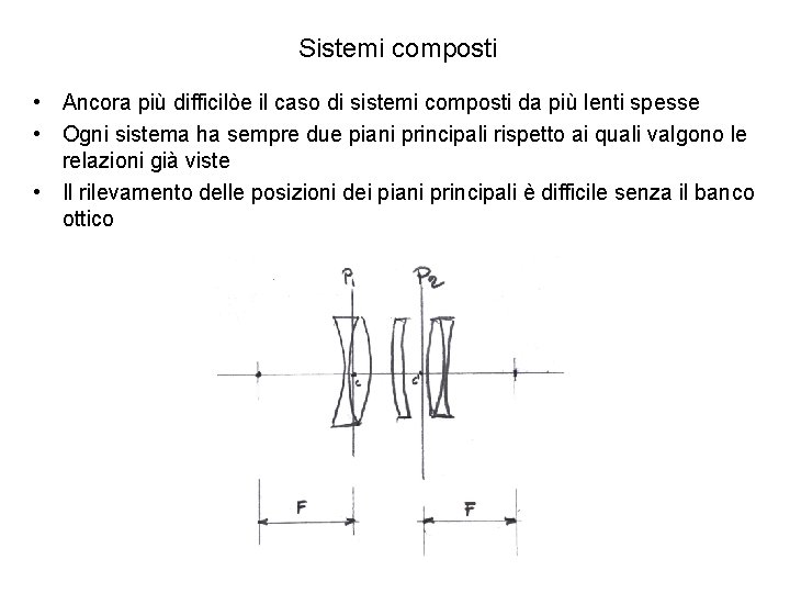 Sistemi composti • Ancora più difficilòe il caso di sistemi composti da più lenti