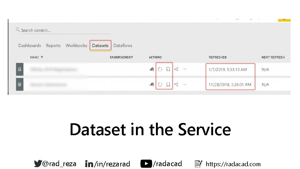 Dataset in the Service ` @rad_reza /in/rezarad /radacad https: //radacad. com Dataset in the Service ` @rad_reza /in/rezarad /radacad https: //radacad. com