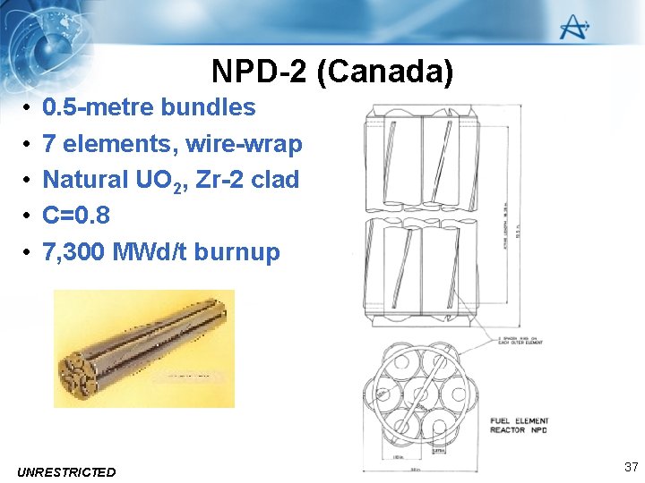 NPD-2 (Canada) • • • 0. 5 -metre bundles 7 elements, wire-wrap Natural UO