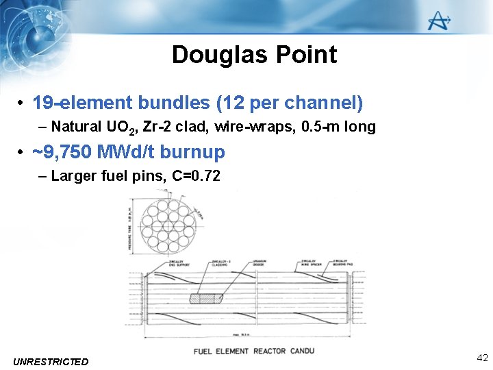 Douglas Point • 19 -element bundles (12 per channel) – Natural UO 2, Zr-2