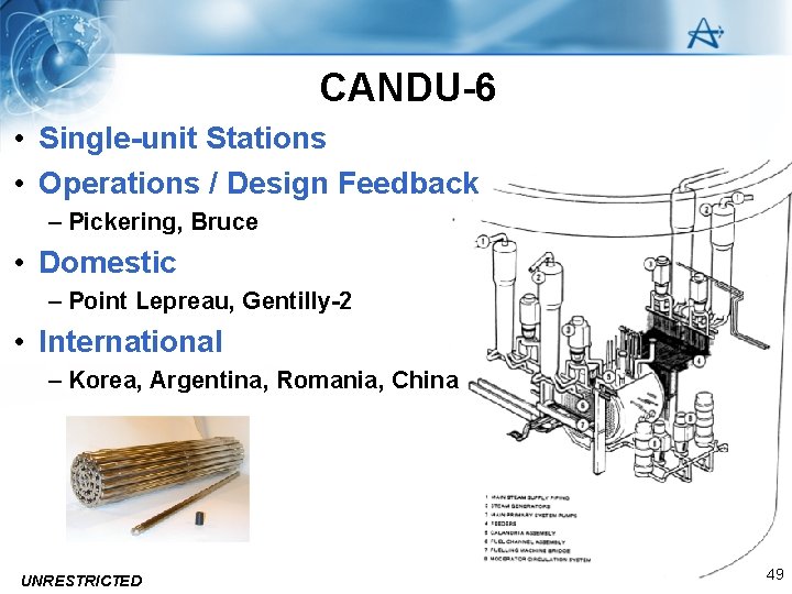 CANDU-6 • Single-unit Stations • Operations / Design Feedback – Pickering, Bruce • Domestic