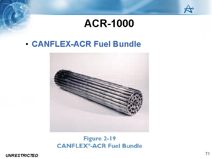 ACR-1000 • CANFLEX-ACR Fuel Bundle UNRESTRICTED 71 