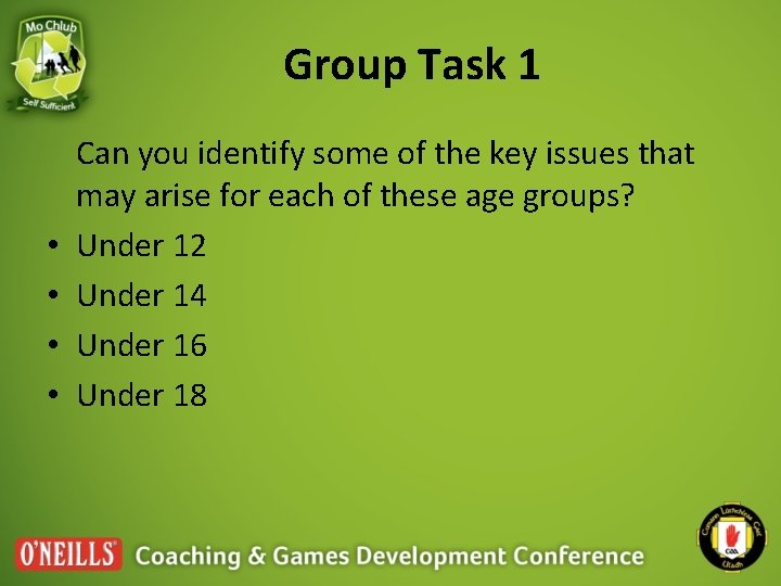 Group Task 1 • • Can you identify some of the key issues that