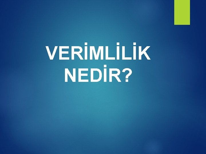 VERİMLİLİK NEDİR? 