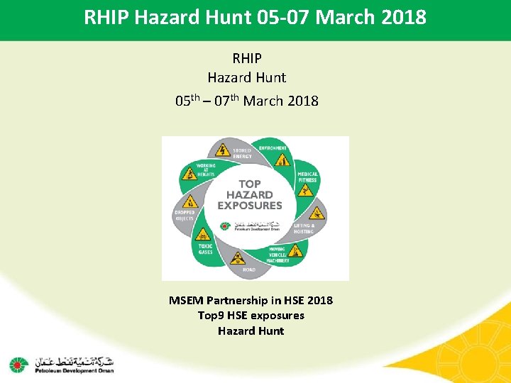 RHIP Hazard Hunt 05 -07 March 2018 RHIP Hazard Hunt 05 th – 07