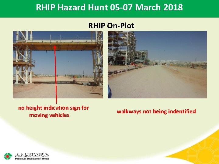 RHIP Hazard Hunt 05 -07 March 2018 RHIP On-Plot no height indication sign for