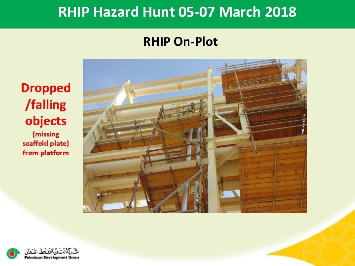 RHIP Hazard Hunt 05 -07 March 2018 RHIP On-Plot Dropped /falling objects (missing scaffold