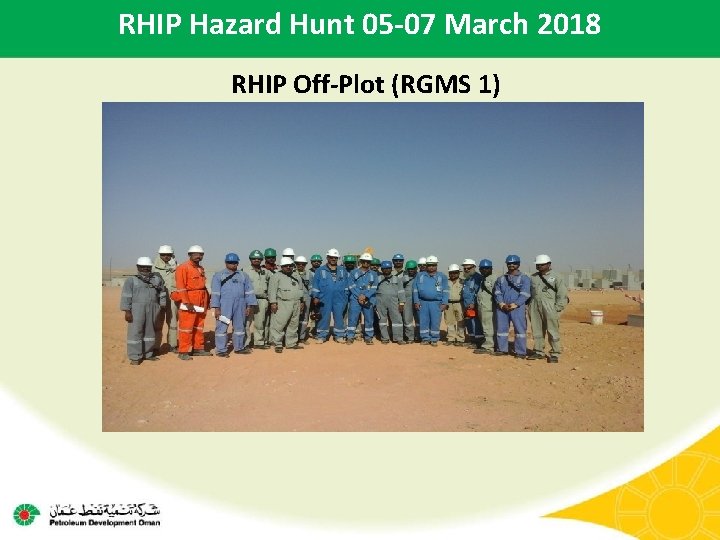 RHIP Hazard Hunt 05 -07 March 2018 RHIP Off-Plot (RGMS 1) 