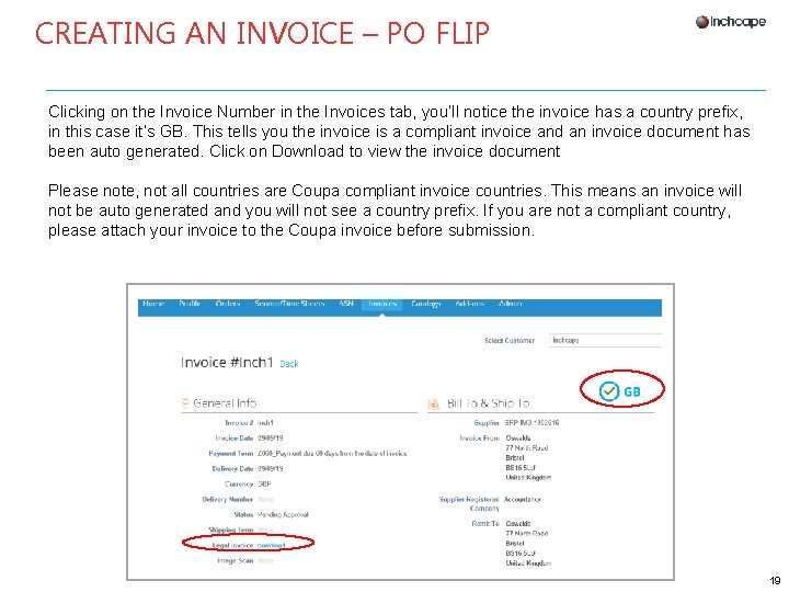 CREATING AN INVOICE – PO FLIP Clicking on the Invoice Number in the Invoices