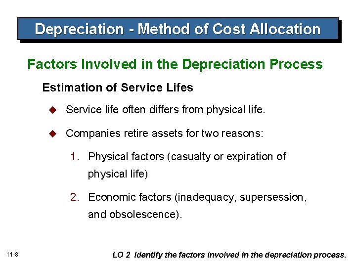 Depreciation - Method of Cost Allocation Factors Involved in the Depreciation Process Estimation of