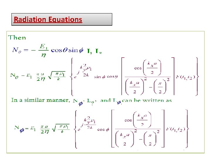 Radiation Equations 