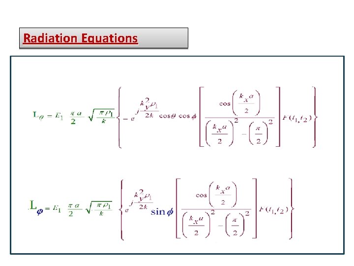 Radiation Equations 