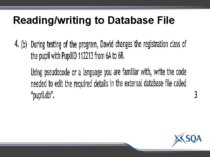 Reading/writing to Database File 