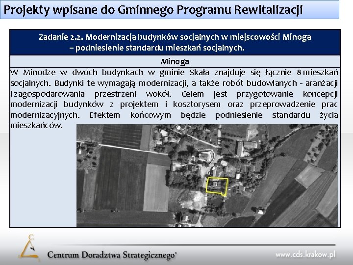 Projekty wpisane do Gminnego Programu Rewitalizacji Zadanie 2. 2. Modernizacja budynków socjalnych w miejscowości