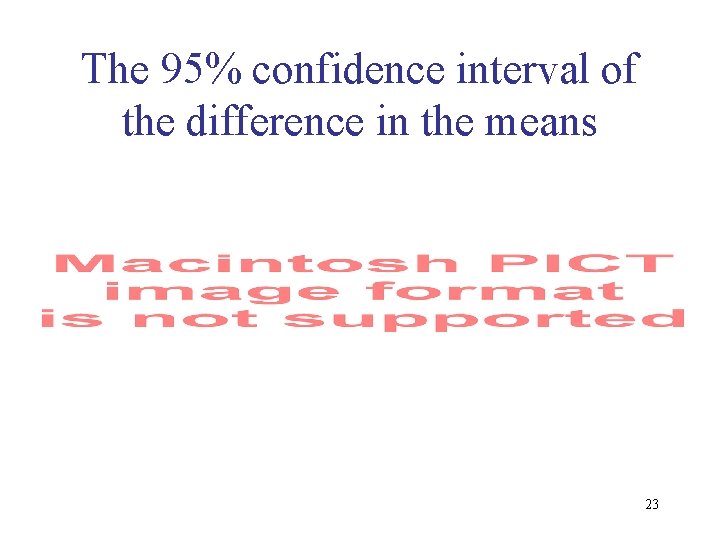 The 95% confidence interval of the difference in the means 23 