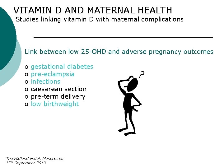 VITAMIN D AND MATERNAL HEALTH Studies linking vitamin D with maternal complications Link between