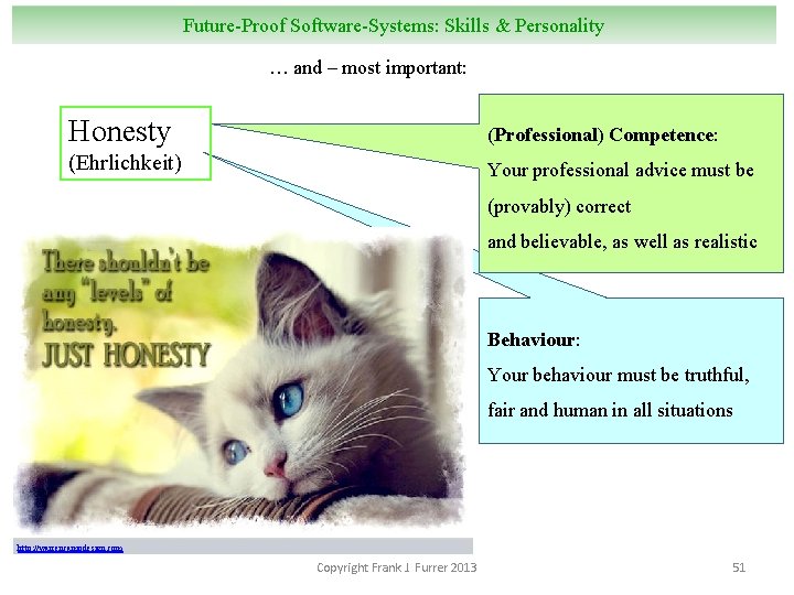Future-Proof Software-Systems: Skills & Personality … and – most important: Honesty (Professional) Competence: (Ehrlichkeit)