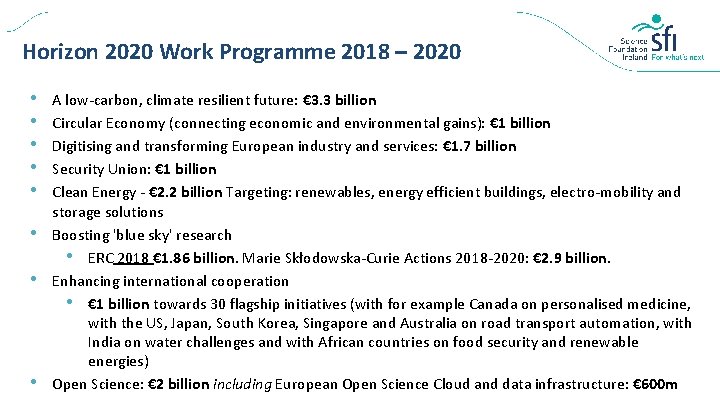 Horizon 2020 Work Programme 2018 – 2020 • • A low-carbon, climate resilient future: