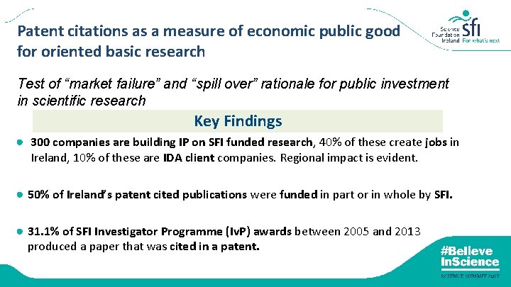 Patent citations as a measure of economic public good for oriented basic research Test