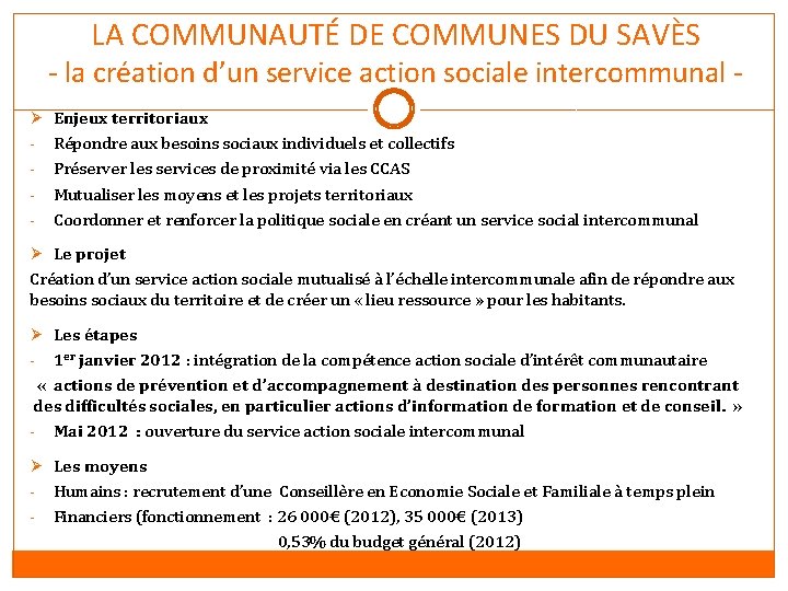 LA COMMUNAUTÉ DE COMMUNES DU SAVÈS - la création d’un service action sociale intercommunal