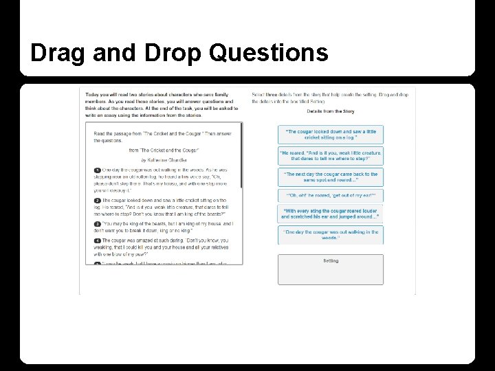 Drag and Drop Questions Drag and Drop Questions