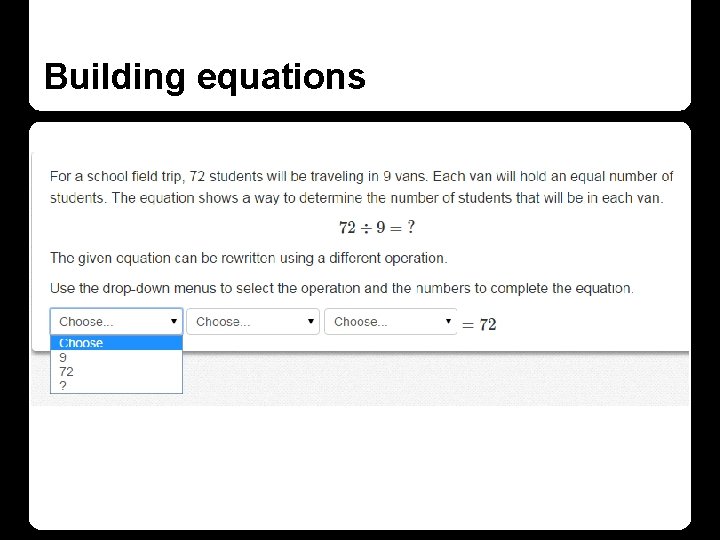 Building equations Building equations