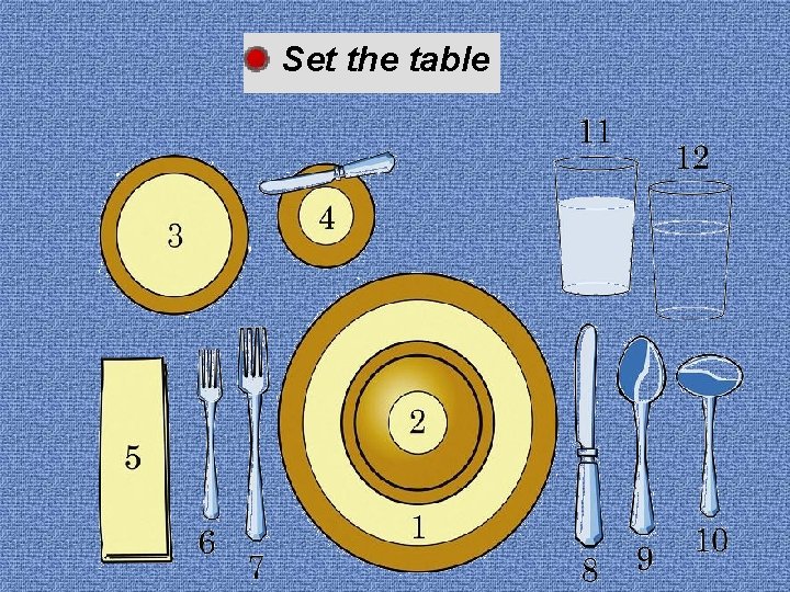 • Set the table • Set the table