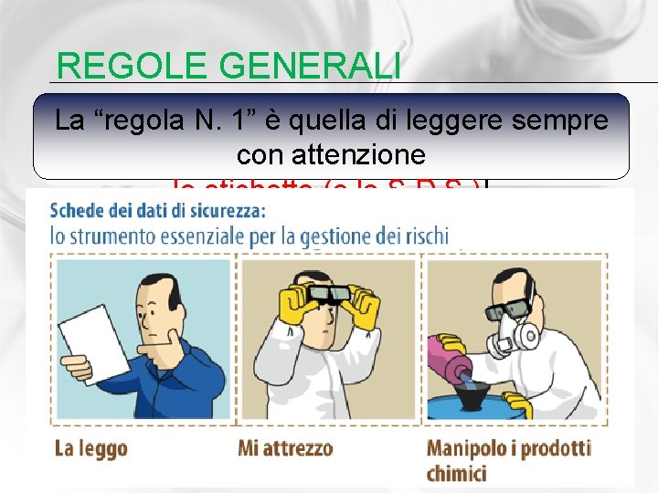 REGOLE GENERALI La “regola N. 1” è quella di leggere sempre con attenzione le