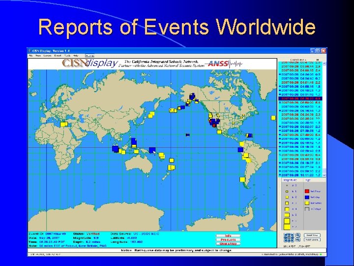 Reports of Events Worldwide 
