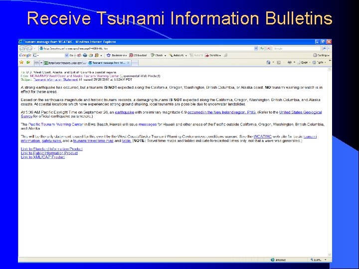 Receive Tsunami Information Bulletins 