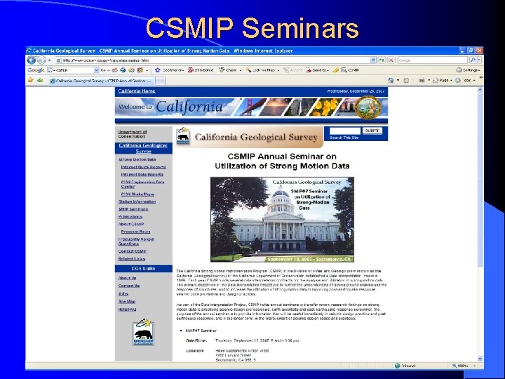 CSMIP Seminars 