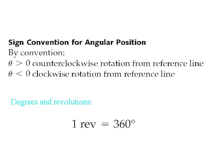 Angular Position q Degrees and revolutions: 
