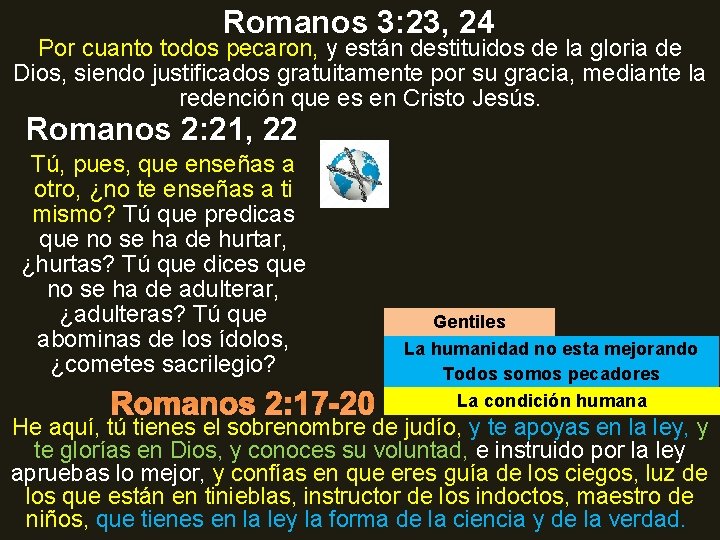 Romanos 3: 23, 24 Por cuanto todos pecaron, y están destituidos de la gloria