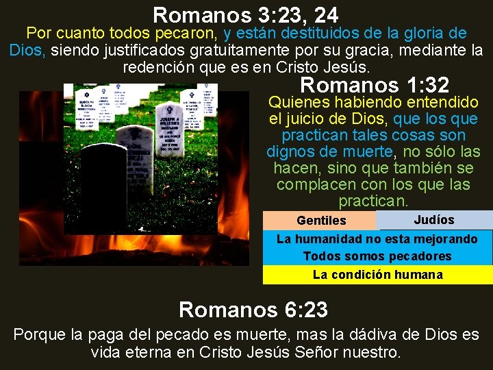 Romanos 3: 23, 24 Por cuanto todos pecaron, y están destituidos de la gloria