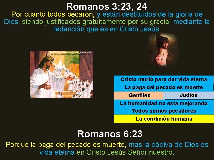 Romanos 3: 23, 24 Por cuanto todos pecaron, y están destituidos de la gloria